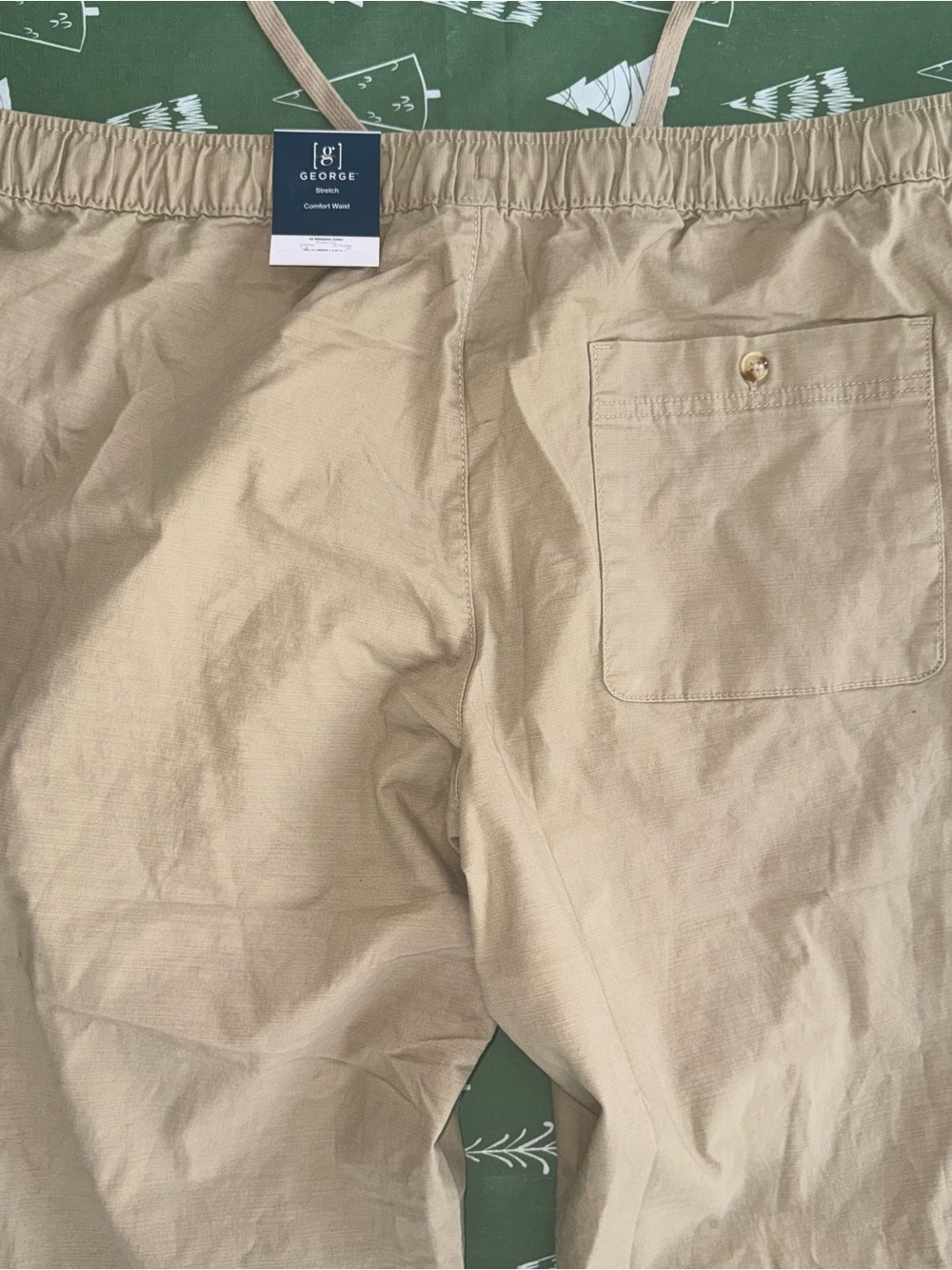 George Men’s Weekend Chino Pull-On Pants XL 40-42 Khaki Stretch Straight Leg - Picture 9 of 15